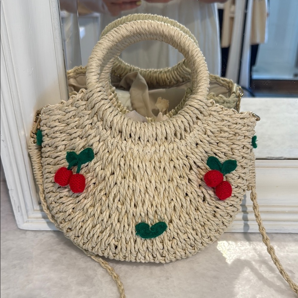 REVOLVE Cream and Red Mini Bag with Whimsical Fruit Design - Picture 2 of 7